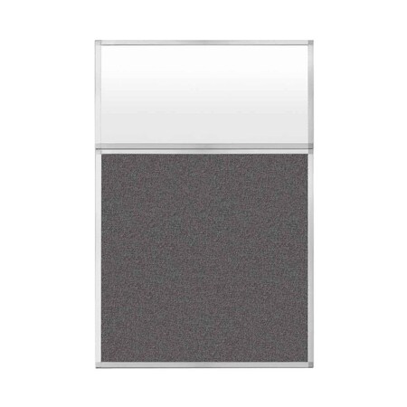 Versare Hush Panel Configurable Cubicle Partition 4' x 6' W/ Window Charcoal Gray Fabric Frosted Window 1850607-3
